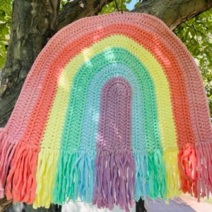 pastel colored crochet rainbow